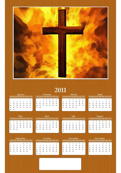 2011 Annual Calendar - Christian Cross — Stock Photo, Image