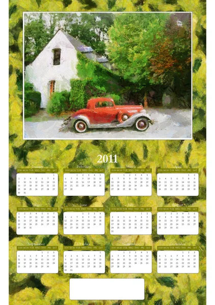 2011 évi naptár - vintage autó — Stock Fotó