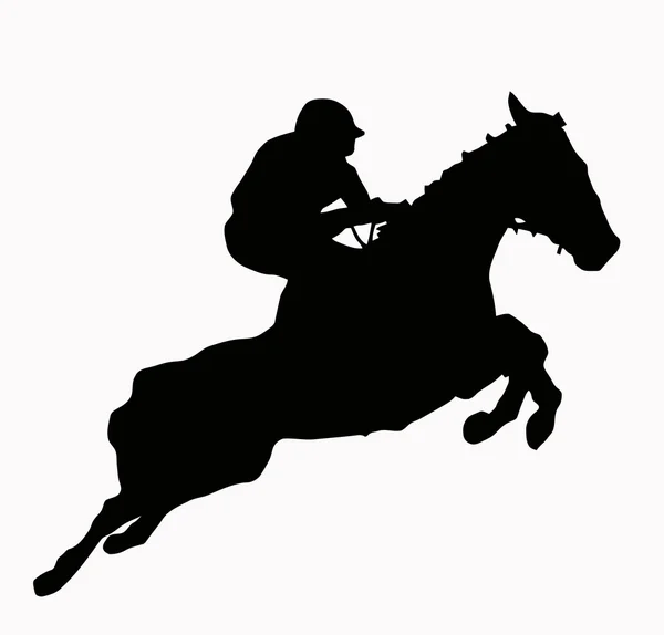 Sport Silhouette Jokey Horse Jumping Steeple — Stock Vector