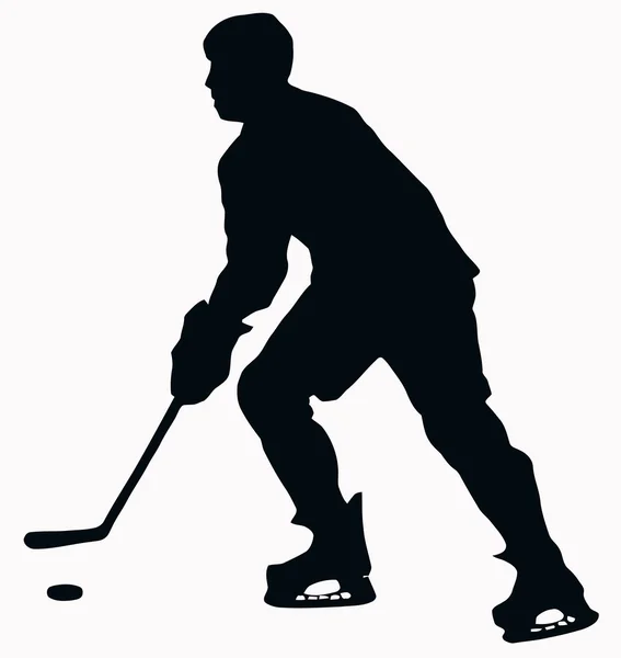 Silhouette Sport Hockey Sur Glace Joueur Isolé Image Noire Sur — Image vectorielle
