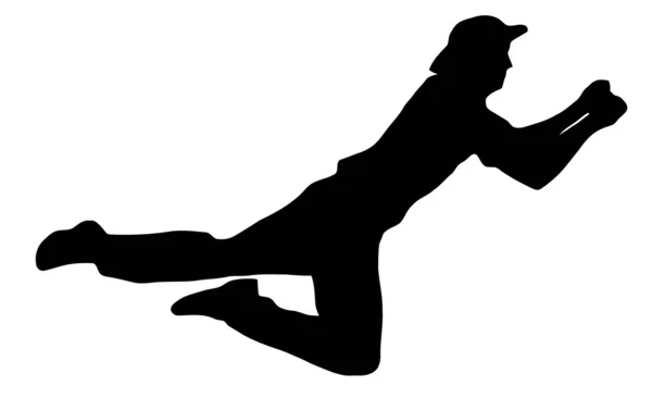 Silhouette de sport - Cricket Fielder Attraper balle — Image vectorielle