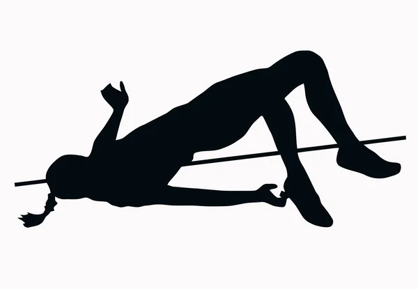 Silhouette Sport Femme High Jumper Isolé Image Noire Sur Fond — Image vectorielle
