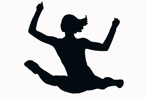 Sport silhuett - kvinnlig gymnast utför splittar — Stock vektor