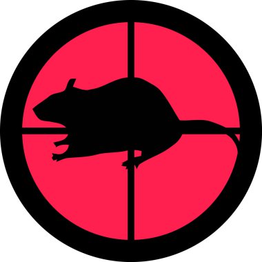 Rat in the crosshair of a gun's telescope. Can be symbolic for need of protection, being tired of, intolerance or being under investigation. clipart