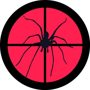 Spider in the crosshair of a gun's telescope. Can be symbolic for need of protection, being tired of, intolerance or being under investigation. clipart