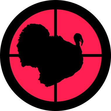 Turkey in the crosshair of a gun's telescope. Can be symbolic for need of protection, being tired of, intolerance or being under investigation. clipart