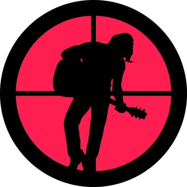 Rocker Gitarist Silah Teleskop Crosshair Içinde Ayrıca Sembolik Yorgun Hoşgörüsüzlük — Stok Vektör