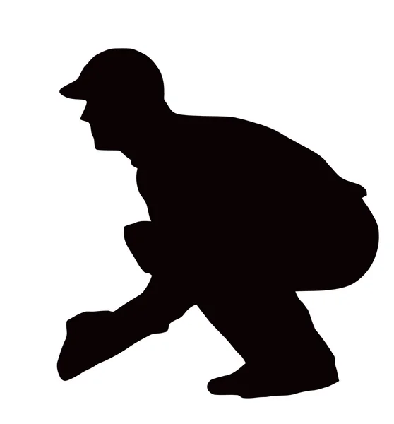 Silhouette Sport - Wicket-Keeper Crouching — Vettoriale Stock