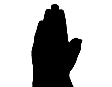 Silhouette Vector Praying Hands Side on White clipart