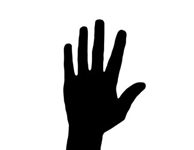 Silhouette Vector Raised Hand on White clipart