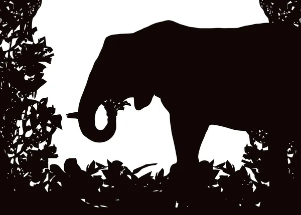 Elefante no isolado Bush Frame Vector — Vetor de Stock