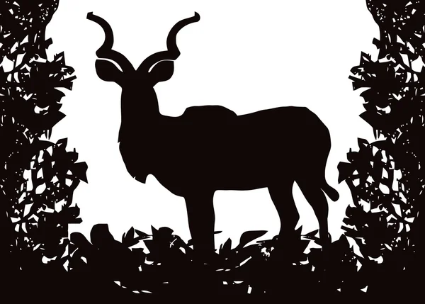 Kudu (Koedoe) en Vector de marco de Bush aislado — Archivo Imágenes Vectoriales