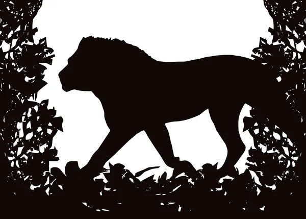 Lion in Isolated Bush Frame Vector — Stock Vector