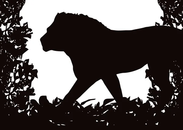 狮子在孤立的布什帧矢量 — 图库矢量图片