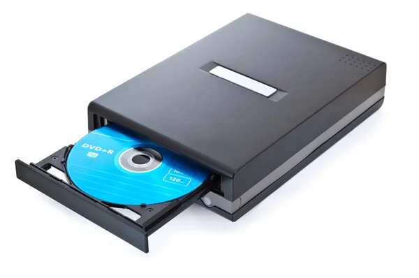 Primer plano de grabadora de CD DVD externa aislada en blanco —  Fotos de Stock