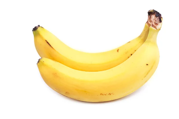 Два Зрелых Банана Белом Фоне — стоковое фото