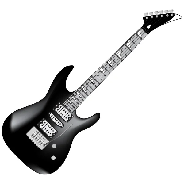 Vector Guitarra Elétrica Preta Isolada Branco — Vetor de Stock