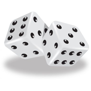 Two white vector dice clipart