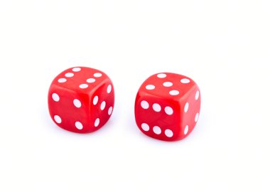 Two red dice isolated on white background clipart