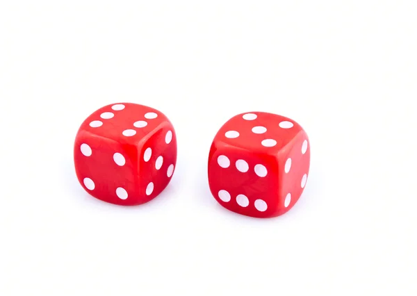 Two Red Dice Isolated White Background — Stock Photo, Image