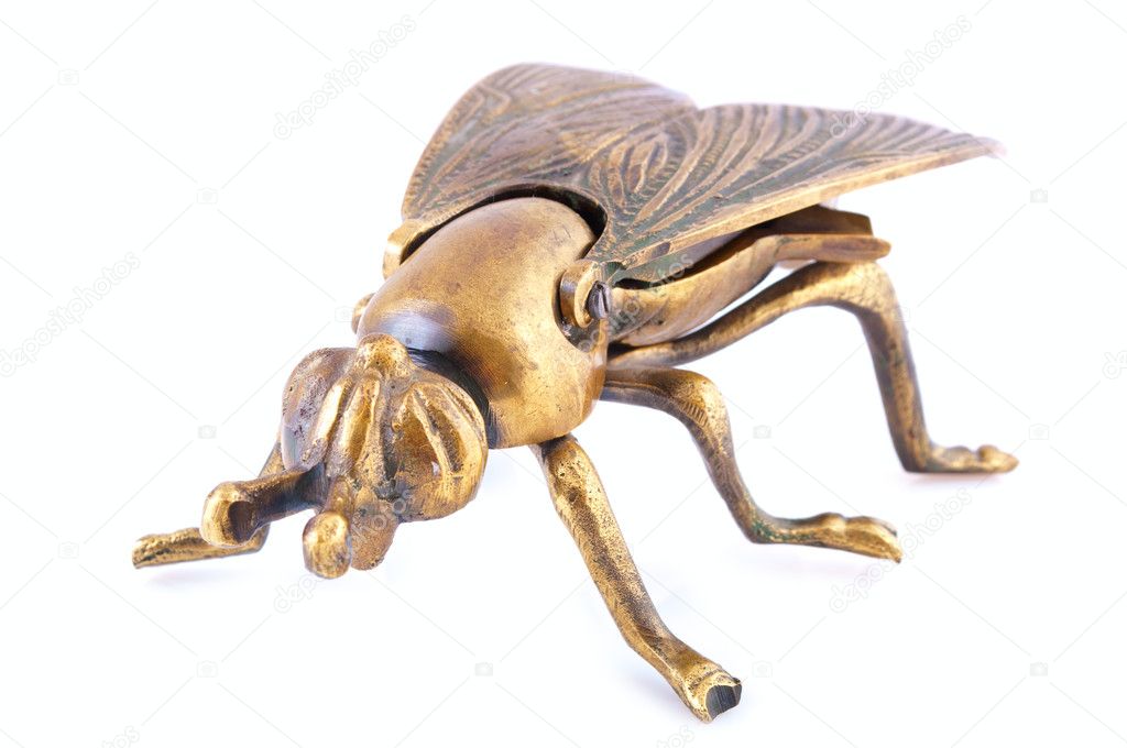 Golden Ashtray in the form of the flies