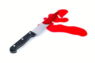 Kitchen knife with puddle blood clipart