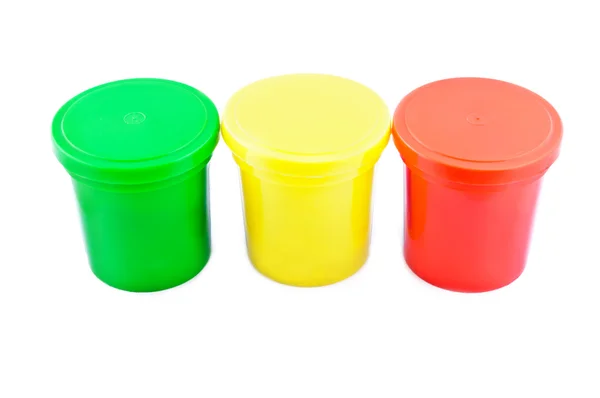 Three colored cans — Stock Photo, Image
