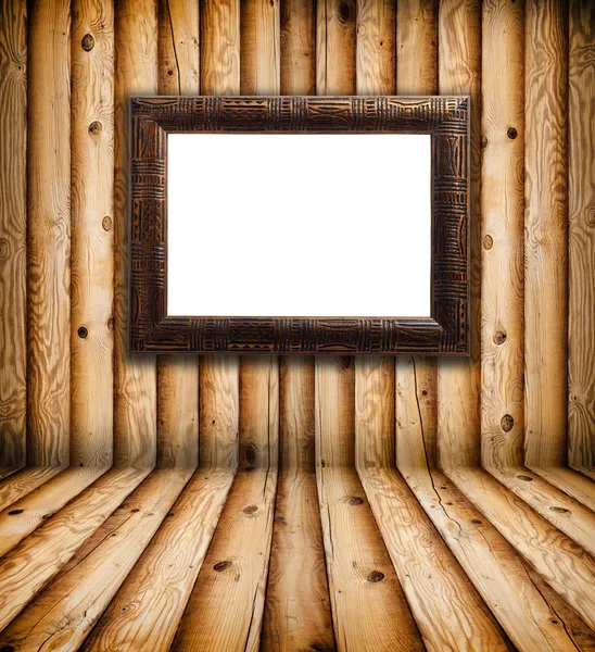 Vintage frame in lege houten ruimte — Stockfoto