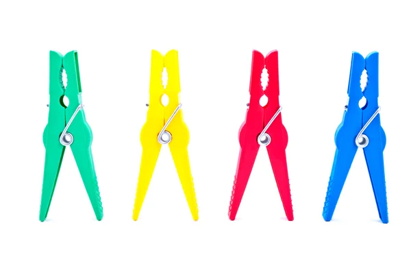 Čtyři barevné clothespin — Stock fotografie