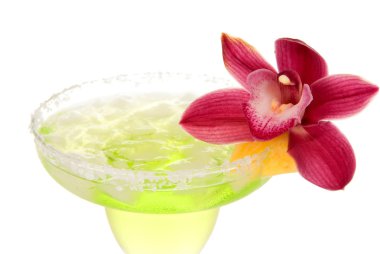 Margarita cocktail with orchid clipart