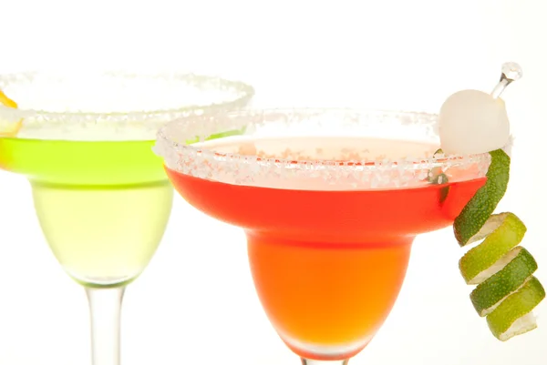 Limetten Erdbeer Margarita Gekühlten Salzumrandeten Glas Mit Tequila Triple Sec — Stockfoto