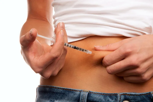 Injeção da seringa de insulina — Fotografia de Stock