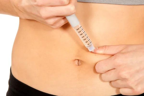 Diabetes insulin patient making insulin shot — Stock Photo, Image