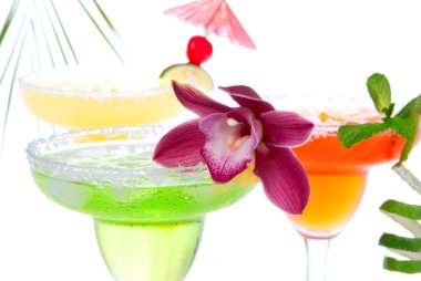 Strawberry; lime and orange Margaritas cocktails clipart