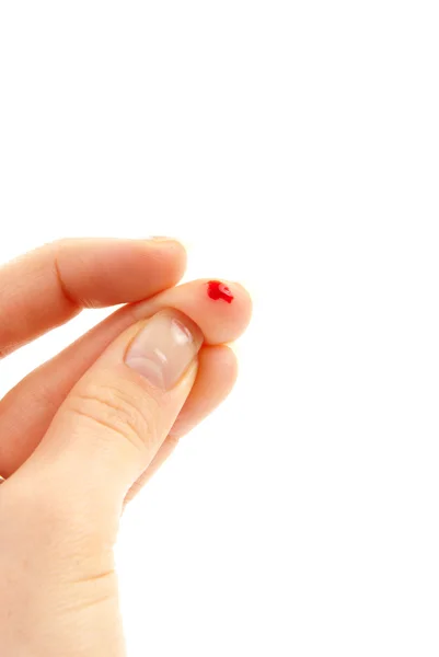 Herida de sangre del dedo del paciente diabético — Foto de Stock