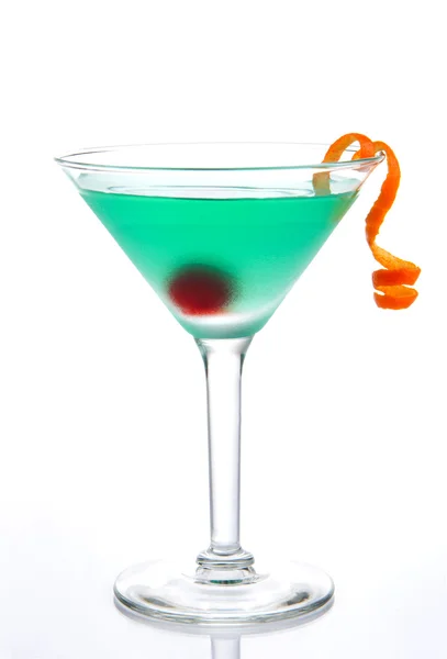 Cocktail Tropicale Martini Con Vodka Curacao Blu Succo Mirtillo Bianco — Foto Stock