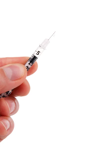 Professional Doctor Hand Medical Syringe Insulin Hand Ready Injection — Stock Photo, Image