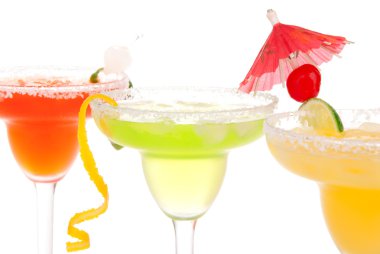 Strawberry, lime, peach Margaritas cocktails clipart