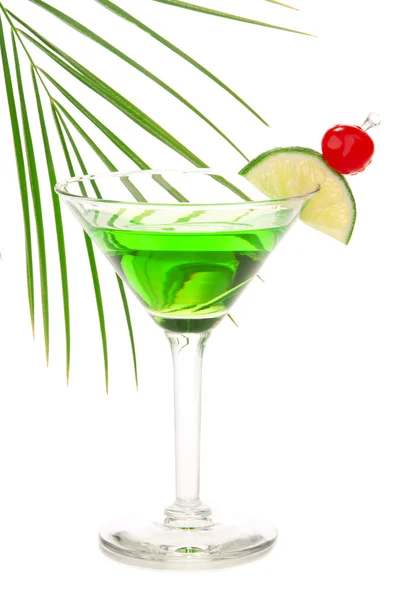 Gröna Absint Martini Alkohol Cocktail Med Vodka Ljus Rom Gin — Stockfoto