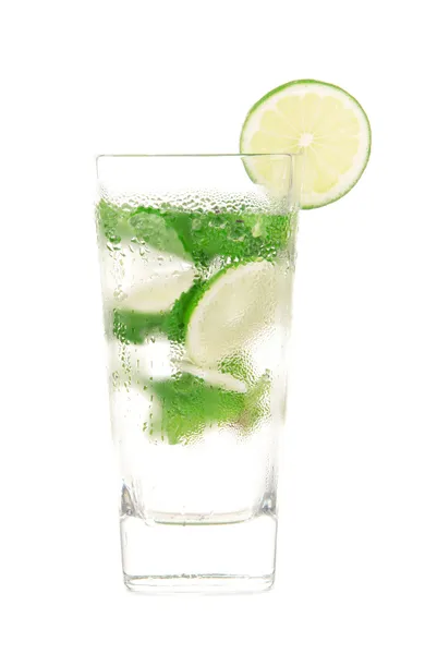Mojito Cocktail Drink Med Ljus Rom Lime Wheel Våren Mynta — Stockfoto