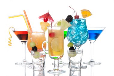 Tropical Cocktails garnished composition clipart