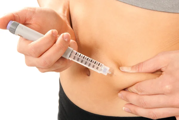 Вакцинация шприца с инсулиновым уколом — стоковое фото