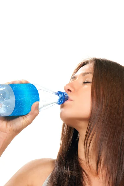 Girl drinking mineral water — Stock Photo, Image