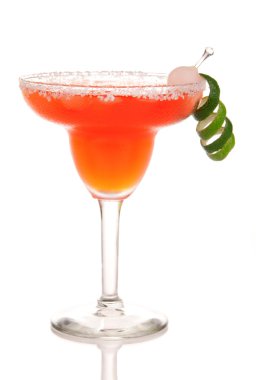 Red Margarita cocktail with lime clipart