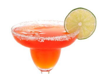 Red strawberry margarita cocktail clipart