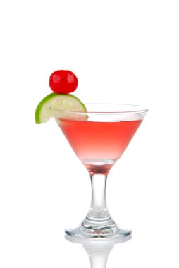 Red Cosmopolitan martini cocktail with vodka clipart