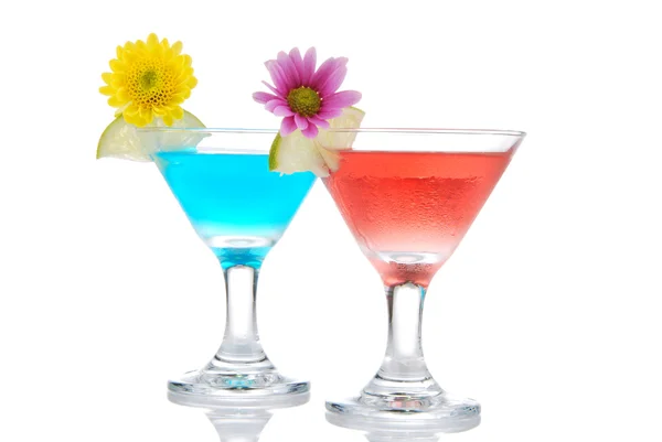 Wiersz koktajle tropikalne lato martini — Zdjęcie stockowe