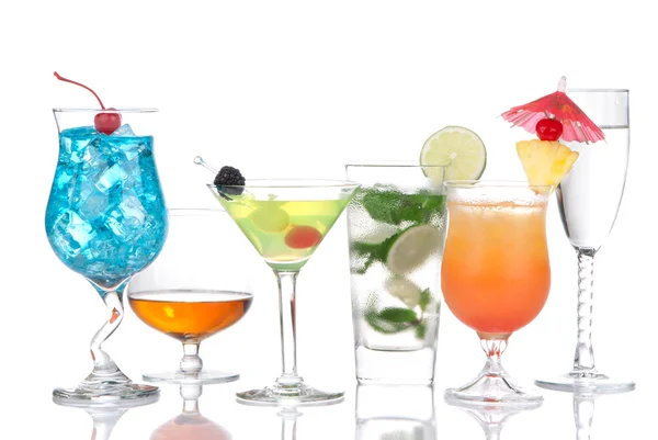 Cocktails Variation Cognac, Martini, Mojito — Stockfoto