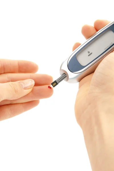 당뇨병 환자 혈당 수준의 혈액 검사 측정 — 스톡 사진