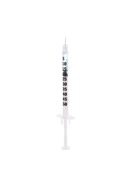 Una jeringa médica de un solo uso insulina — Foto de Stock